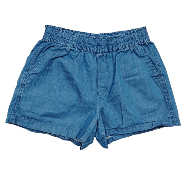 UGG RTW Chambray Shorts Size Small Blue Front and back Pockets Elastic Waist NEW - Picture 1 of 4